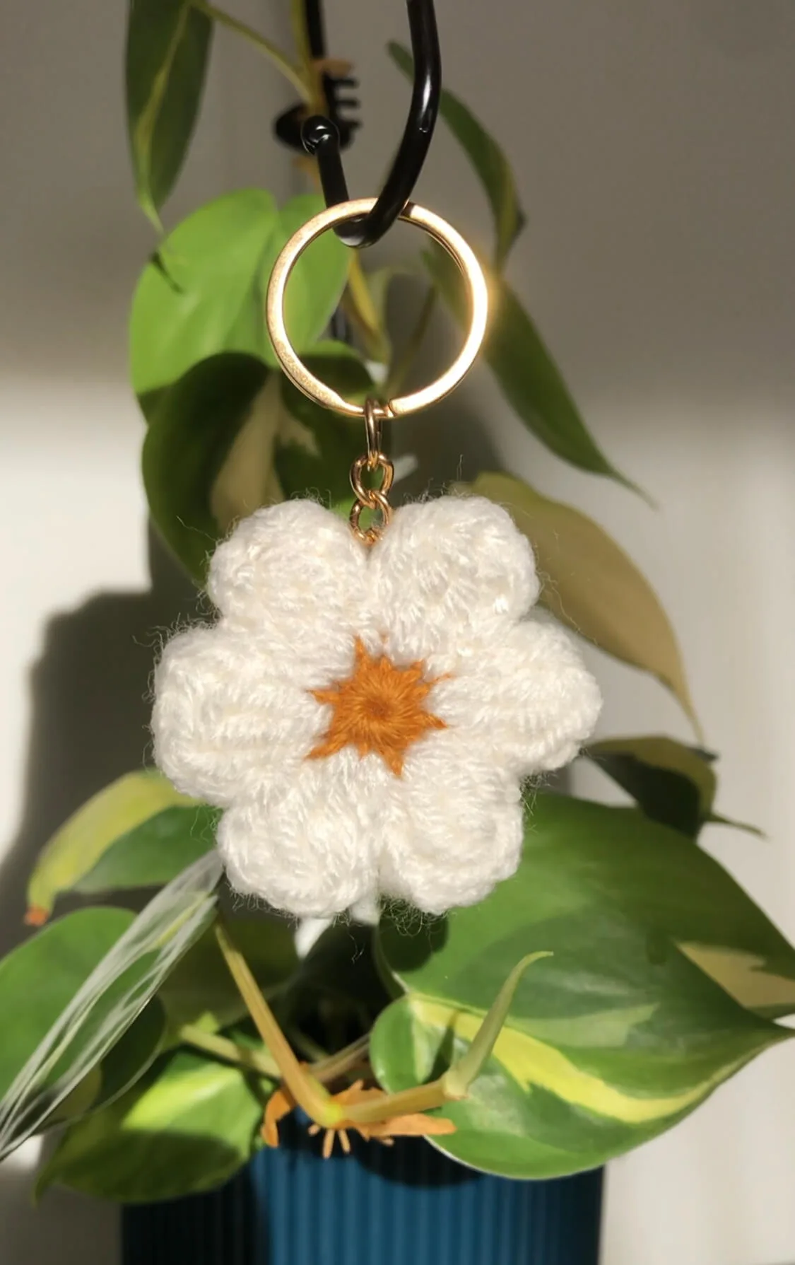 porte-clé fleur couleur blanc